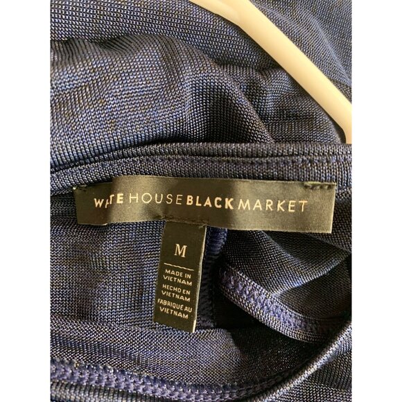 WHBM Navy Blousen Short Dress Size M NWOT Stretch Pullover Wrap 7174 Dolman - Picture 7 of 10